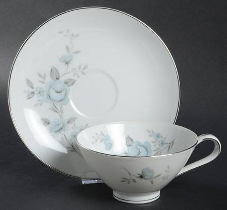 Blue Rose Flat Cup & Saucer Set