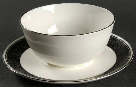 Black Sapphire Gravy Boat with Attached Underplate
