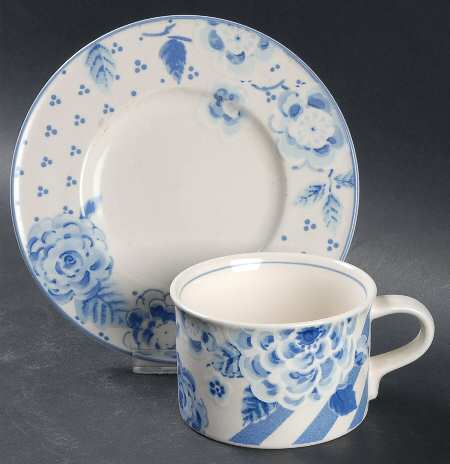 Blue Sonata Flat Cup & Saucer Set