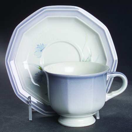 Blue Star Footed Cup & Saucer Set