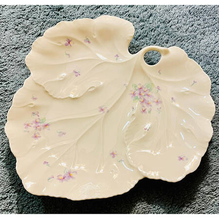 Blue Violets 11" Leaf Dish