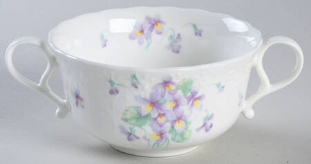Blue Violets Flat Cream Soup Bowl