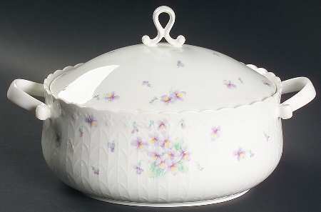 Blue Violets Oval Covered Vegetable