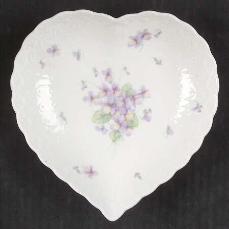 Blue Violets Heart Shaped Dish
