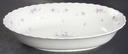 Blue Violets 10" Oval Vegetable Bowl
