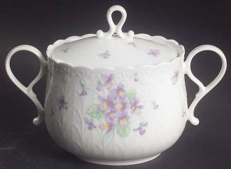 Blue Violets Sugar Bowl & Lid