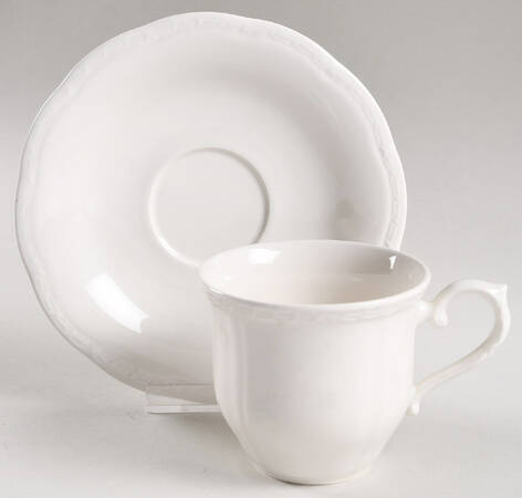 Bone White Flat Cup & Saucer Set