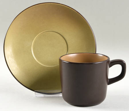 Bronze Green Flat Cup & Saucer Set