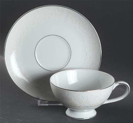 Bridal Veil Footed Cup & Saucer Set