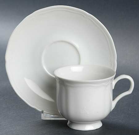 Bridal Veil White Footed Cup & Saucer Set