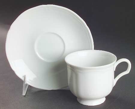 Bridal Veil White Footed Cup & Saucer Set