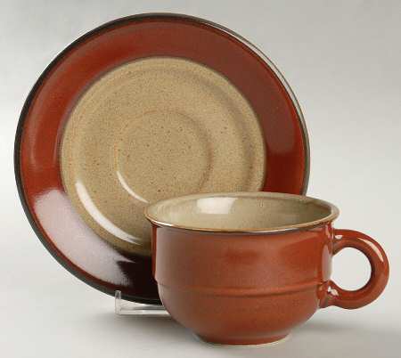 Burgundy Flat Cup & Saucer Set