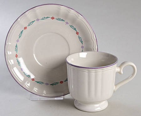 Calico Chintz Footed Cup & Saucer Set