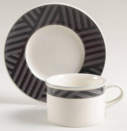 Calypso Black Flat Cup & Saucer Set