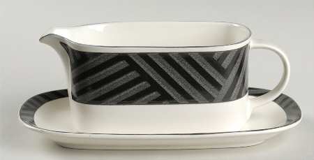 Calypso Black Gravy Boat & Underplate (Relish/Butter)