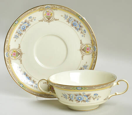 Cameo Footed Cream Soup Bowl & Saucer Set