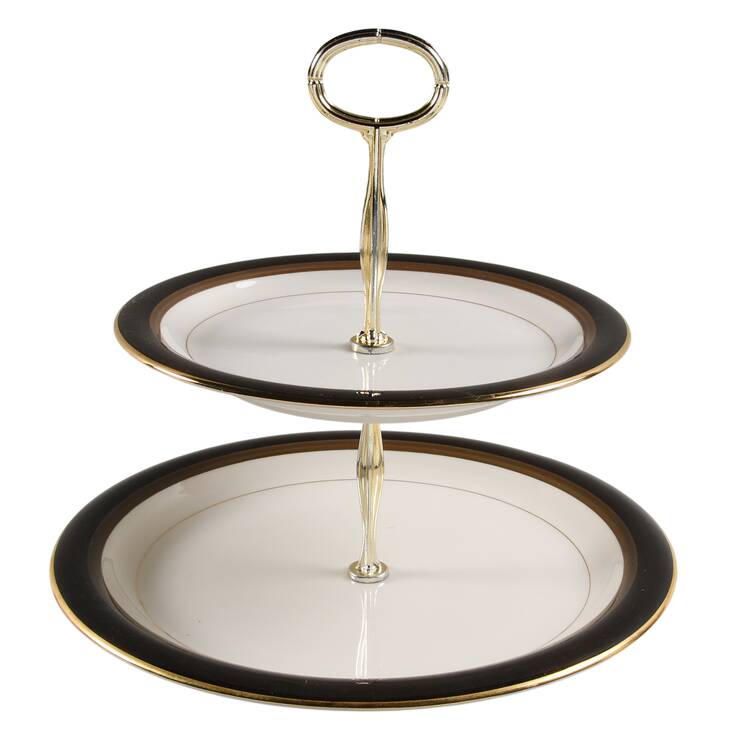 Cappuccino 6 5/8"-10"  2 Tiered Serving Tray (Dp, Sp) HC