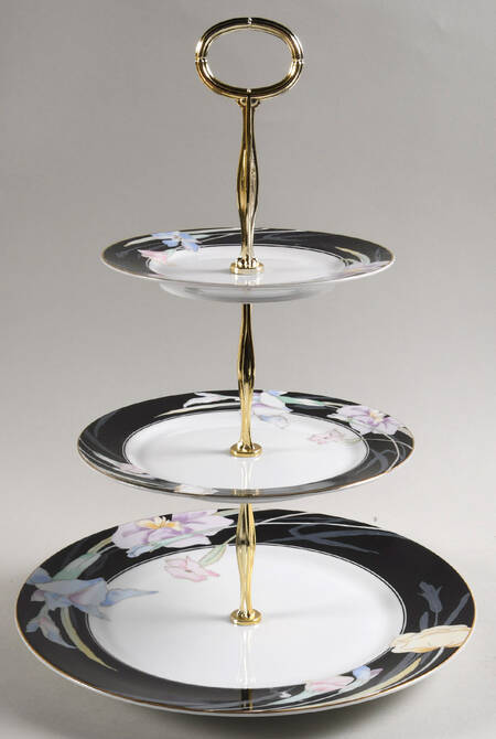 Charisma Black 13 7/8"-14 1/4" 3-Tiered Serving Tray(DP,SP,BB) HC