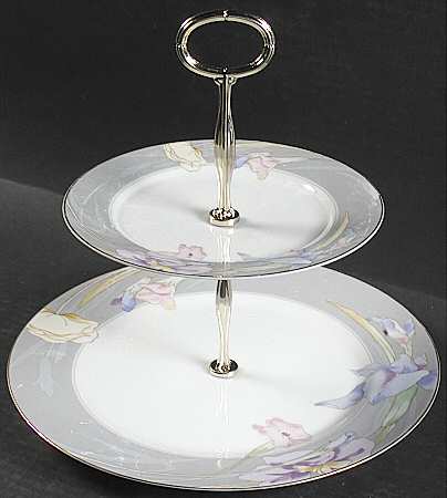 Charisma Gray 6 5/8"-10"  2 Tiered Serving Tray (Dp, Sp) HC