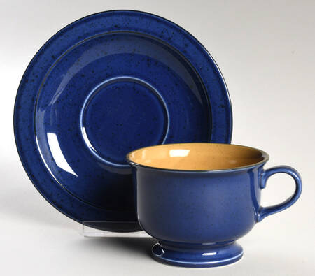 Chromatic Navy Footed Cup & Saucer Set
