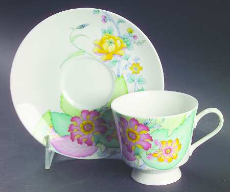 Chinese Poetry Footed Cup & Saucer Set