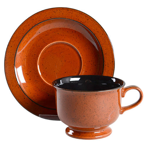 Chromatic Terra Cotta Footed Cup & Saucer Set