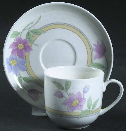 Clematis Flat Demitasse Cup & Saucer Set