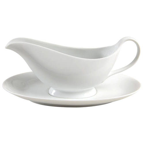 Classic Flair White Gravy Boat & Underplate