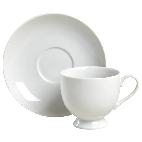 Classic Flair White Footed Cup & Saucer Set