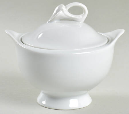 Classic Flair White Sugar Bowl & Lid