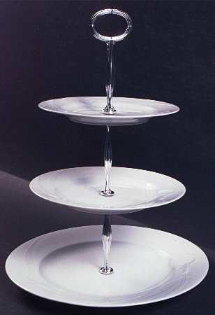 Classic Flair White 13 7/8"-14 1/4" 3-Tiered Serving Tray(DP,SP,BB) HC