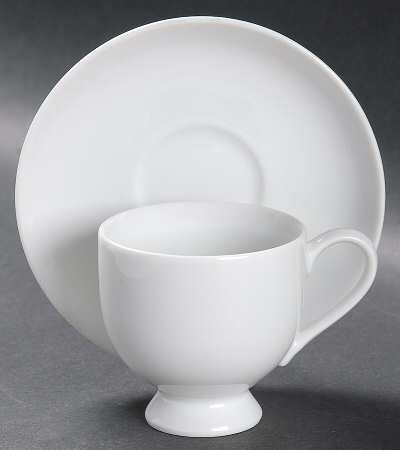 Classic Flair White Footed Demitasse Cup & Saucer Set