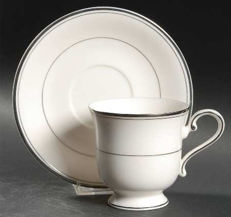 Classic Platinum Footed Cup & Saucer Set by Mikasa