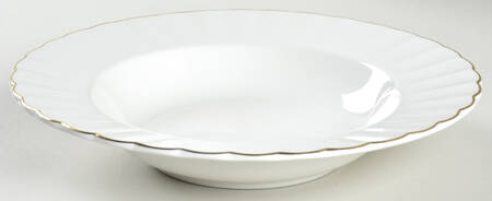 Classic White & Gold Large Rim Soup Bowl