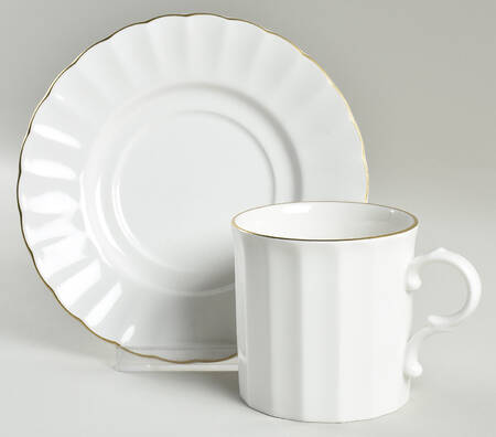 Classic White & Gold Flat Cup & Saucer Set