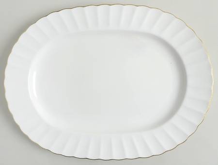 Classic White & Gold 15" Oval Serving Platter