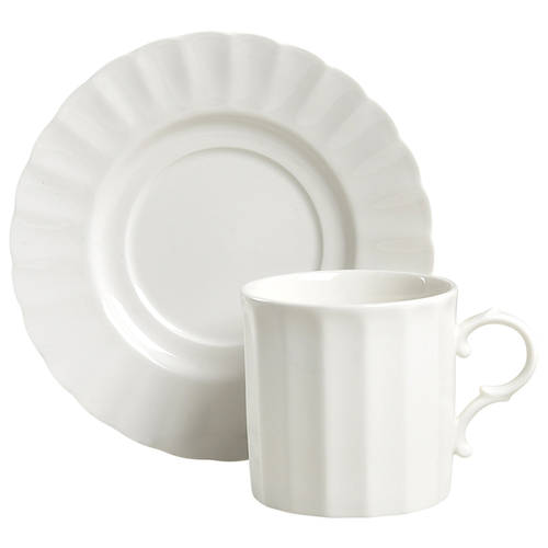 Classic White Flat Cup & Saucer Set