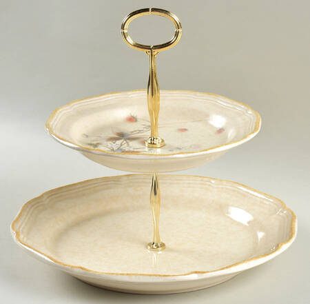 Country Charm 6 5/8"-10"  2 Tiered Serving Tray (Dp, Sp) HC