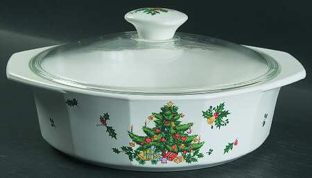 Continental Christmas 1.25 Qt Round Covered Casserole