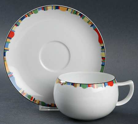 Color Crest Flat Cup & Saucer Set