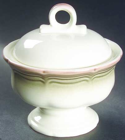 Country Estate Brown Green Sugar Bowl & Lid