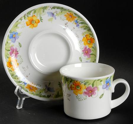 Country Garden Flat Cup & Saucer Set