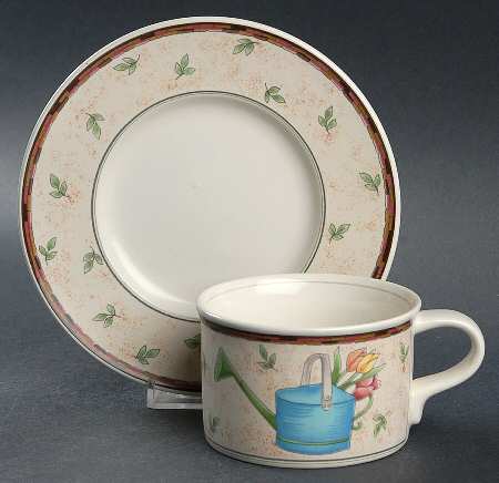 Country Garden Flat Cup & Saucer Set