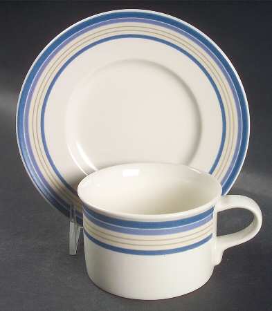 Concentric Indigo Flat Cup & Saucer Set