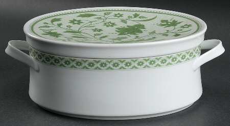 Coleen Green Oval Covered Vegetable