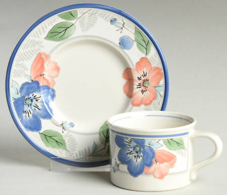 Country Poppies Flat Demitasse Cup & Saucer Set
