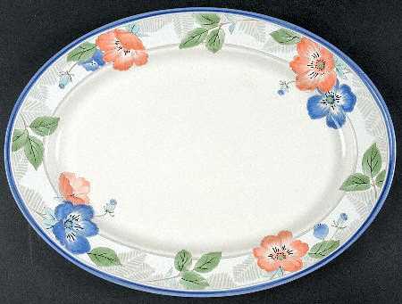 Country Poppies 15" Oval Serving Platter