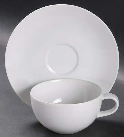 Copenhagen White Flat Cup & Saucer Set