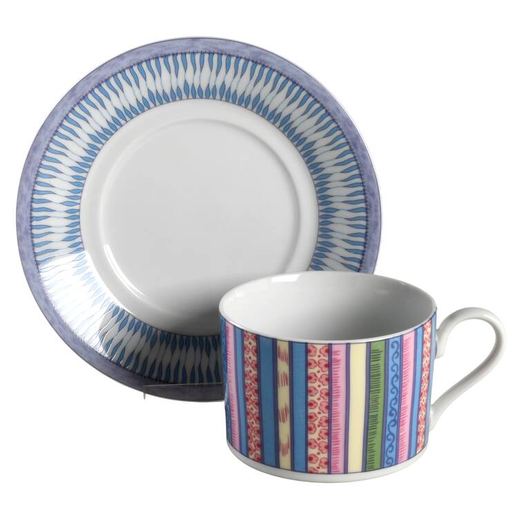 Country Quilt Flat Cup & Saucer Set