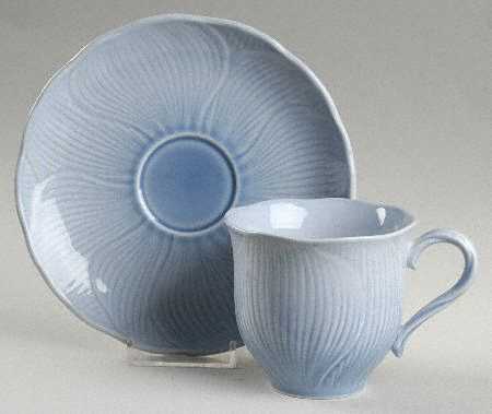 Cornflower Blue Flat Cup & Saucer Set